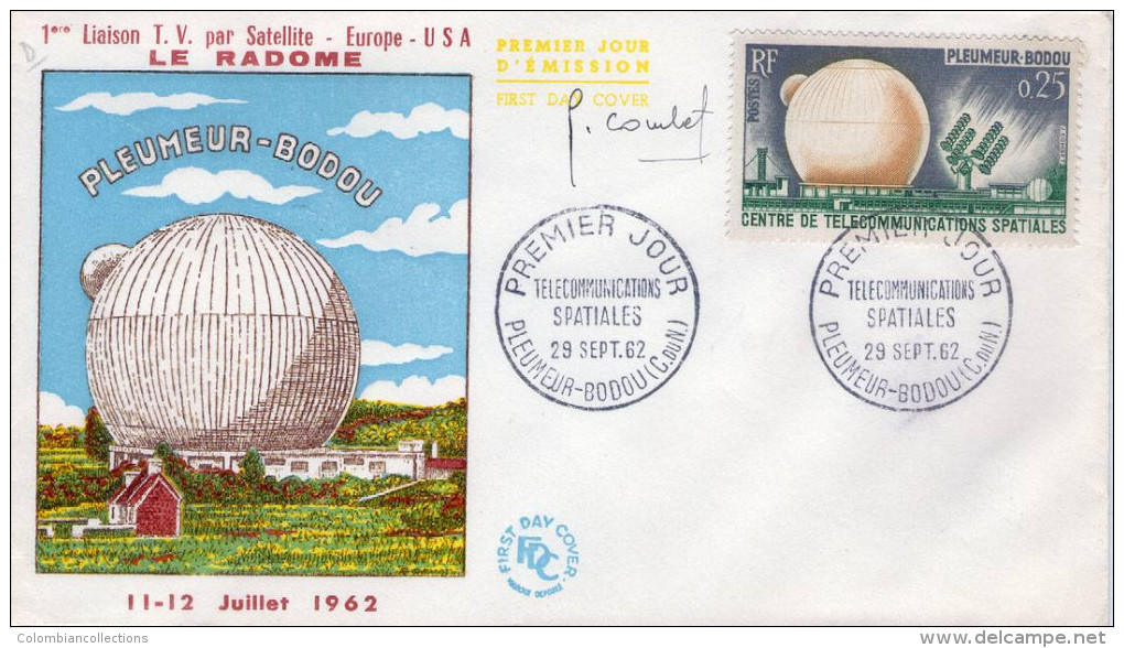 Lote F-Fr63, Francia, 1962, FDC, Centro De Comunicaciones Espaciales, Signed, Center For Space Communications - 1990-1999