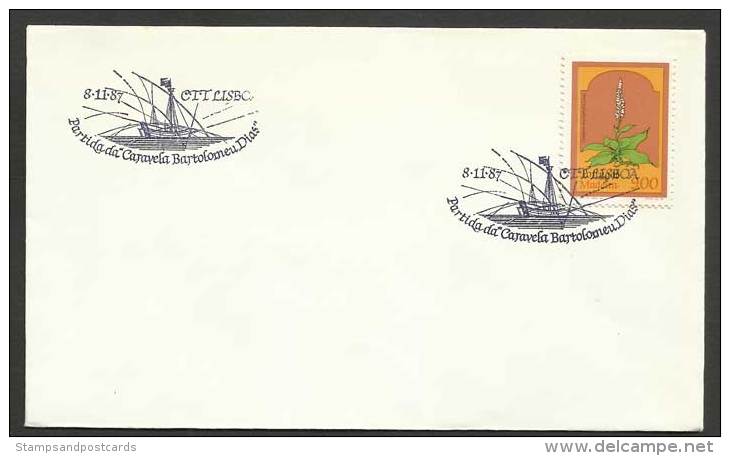 Portugal Cachet Commémoratif Départ De La Caravelle Bartolomeu Dias 1987 Event Pmk Caravel Departure - Postal Logo & Postmarks