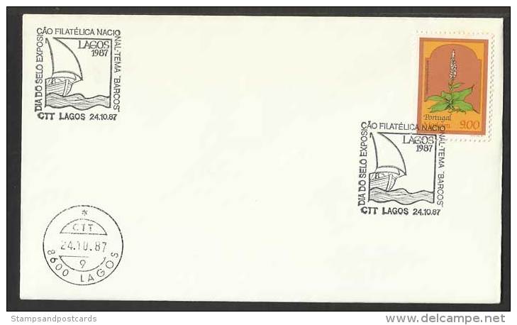 Portugal Cachet Commémoratif Journée Du Timbre Lagos Bateau 1987 Event Pmk Stamp Day Ship - Postal Logo & Postmarks