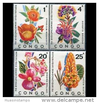 CONGO DEMOC.REP. 1971 - Scott# 727-30 Flowers Set Of 4 LH (XA587) - Nuevas/fijasellos