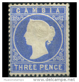 GAMBIA 1880 - Scott# 8 Queen 3p No Gum (XO185) - Gambia (1965-...)