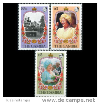 GAMBIA 1985 - Scott# 556-8 Queen Mother Set Of 3 LH (XP311) - Gambia (1965-...)