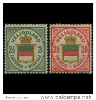 HELIGOLAND 1876 - Scott# 20-1 Coat Of Arms Set Of 2 No Gum (XB758) - Héligoland