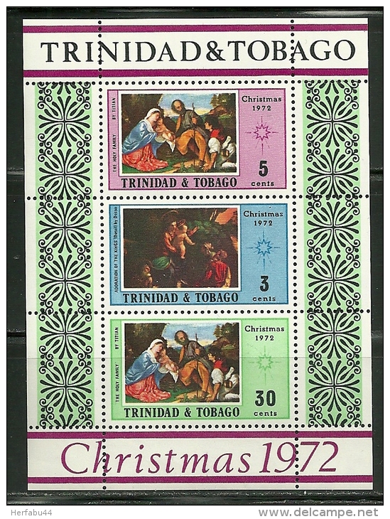 Trinidad &amp; Tobago      "Christmas 1972"      Souv. Sheet    SC# 230a    MNH** - Trinidad & Tobago (1962-...)