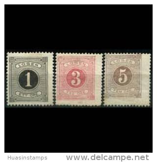 SWEDEN 1874 - Scott# J1-3 Numerals 1-5o LH (XL566) - Neufs