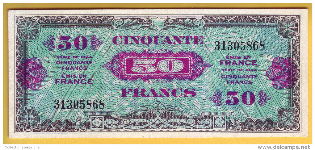 BILLET FRANCAIS - BILLET DU TRESOR - 50 Francs (verso Drapeau) - - 1944 Drapeau/France