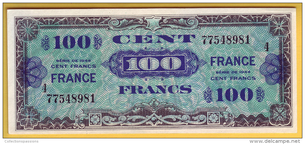 BILLET FRANCAIS - BILLET DU TRESOR - 100 Francs (verso France) - - 1945 Verso Francia