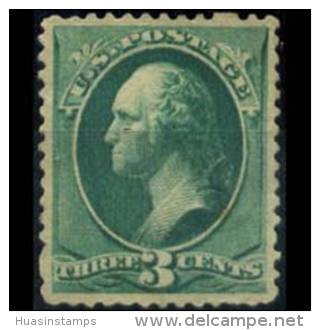 U.S.A. 1873 - Scott# 158 Washington 3c No Gum Toned(XJ579) - Unused Stamps