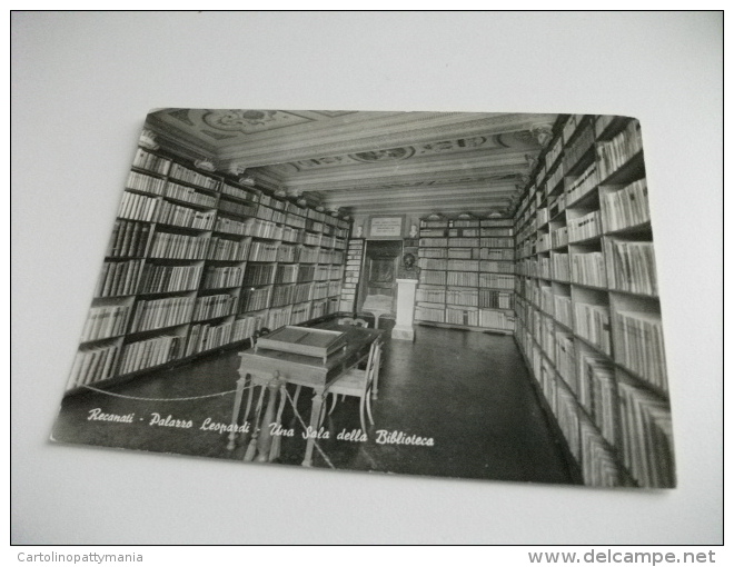 Biblioteca Palazzo  Leopardi Recanati Una Sala Della Biblioteca Storia Postale Francobollo Commemorativo - Bibliothèques
