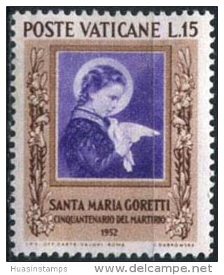 VATICAN 1953 - Scott# 156 St.Maria Goretti 15l LH (XC207) - Unused Stamps