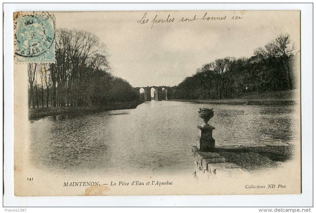 Ref 193 - MAINTENON - La Pièce D'eau At L'aqueduc  (CARTE PIONNIERE De 1905 - Scan Du Verso) - Maintenon