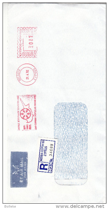 Chypre- Lettre Recommandée De 1992 - EMA - Empreintes Machines - Covers & Documents