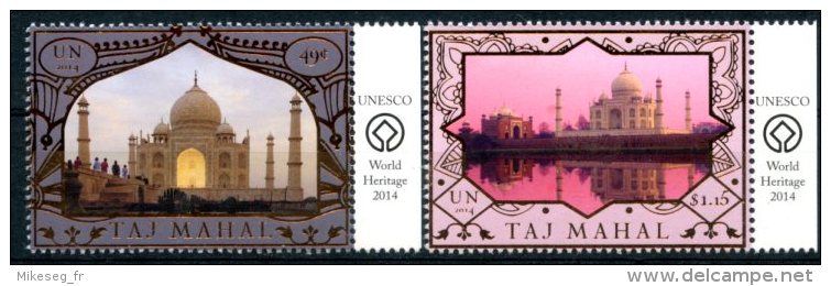 ONU Genève 2014 - Patrimoine Mondial Inde Taj Mahal - 2 Timbres Détachés De Feuille Marge Unesco ** MNH PF - Neufs