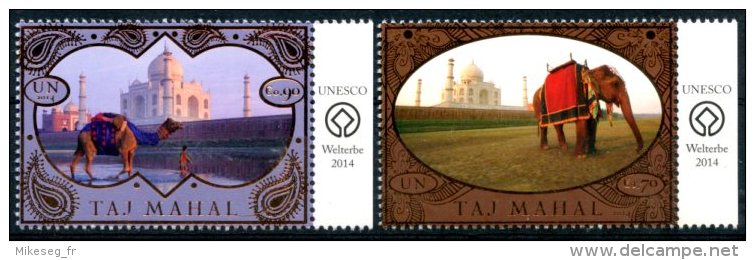 ONU Vienne 2014 - Patrimoine Mondial Inde Taj Mahal - 2 Timbres Détachés De Feuille Marge Unesco ** MNH PF - Nuovi