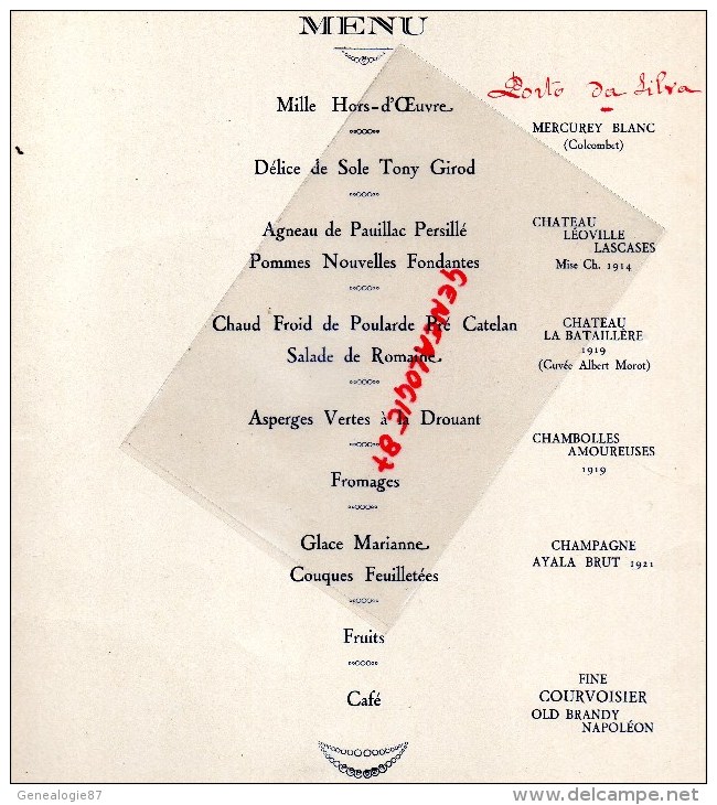 75 - PARIS - MENU BANQUET  METROPOLITAN POLICE OF LONDON -GENDARME-SYNDICAT RESTAURATEURS-BOXE -BRIDGE 1929-PRE CATELAN - Menú