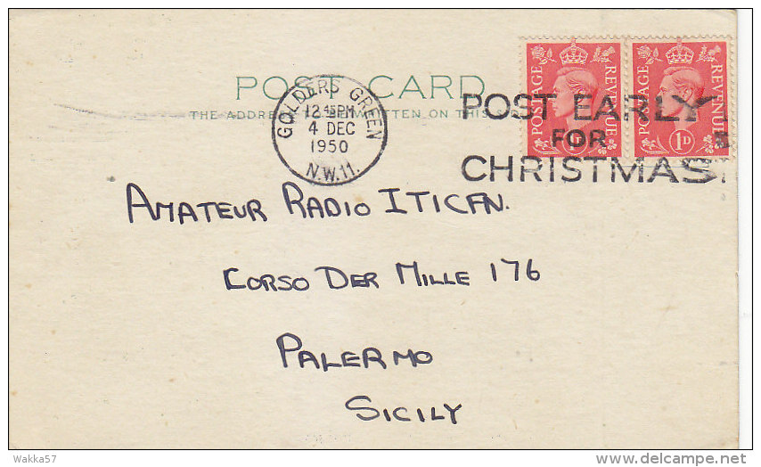 AA109- QSL Card - Radio Amateur - From England To Italy 1950 - Radio
