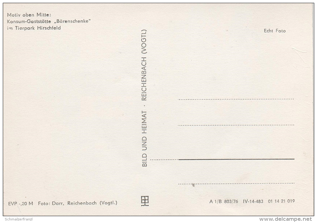 AK Hirschfeld Tierpark Kreis Zwickau Konsum Gaststätte Bärenschenke Bei Kirchberg Wilkau Voigtsgrün Ebersbrunn Stenn DDR - Crinitzberg