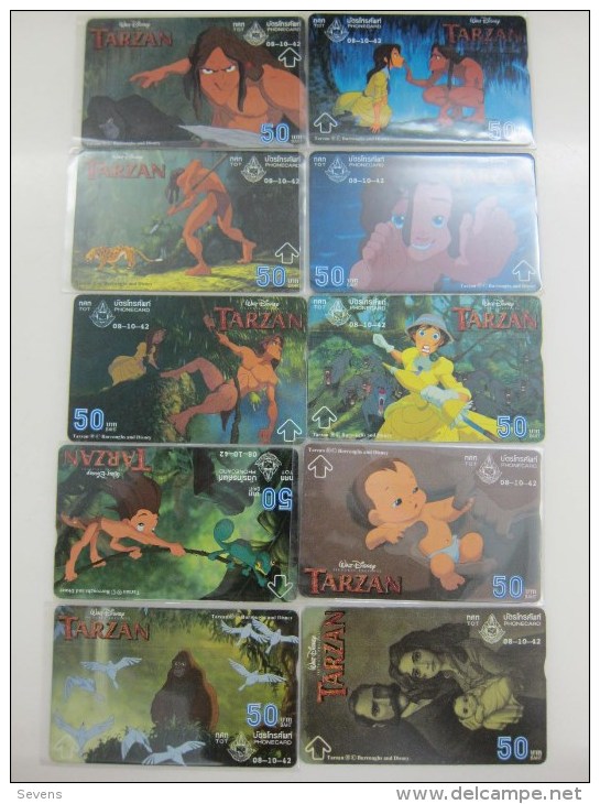 L&Gyr Optical Phonecard, Walt Disney Movie- Tarzan,10 Cards, Used - Thaïlande