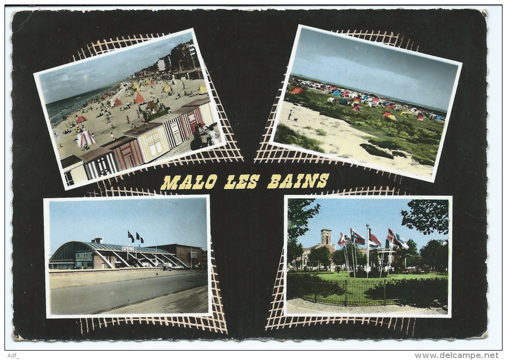 Grd1@ CPSM MULTIVUES COLORISEE MALO LES BAINS, PLAGE, CAMPING, CASINO, NORD 59 - Malo Les Bains