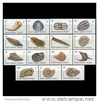 BR.ANTARCTIC TERR. 1990 - Scott# 153-67 Fossils Set Of 15 MNH (XB294) - Nuevos