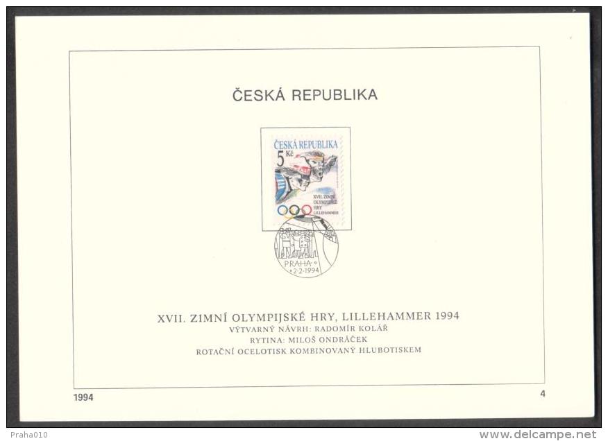 Czech Rep. / First Day Sheet (1994/04) Praha: XVII. Winter Olympics Lillehammer 1994 - Invierno 1994: Lillehammer