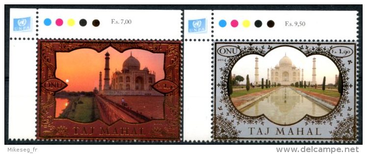 ONU Genève 2014 - Patrimoine Mondial Inde Taj Mahal - 2 Timbres Détachés De Feuille ** MNH PF - Neufs