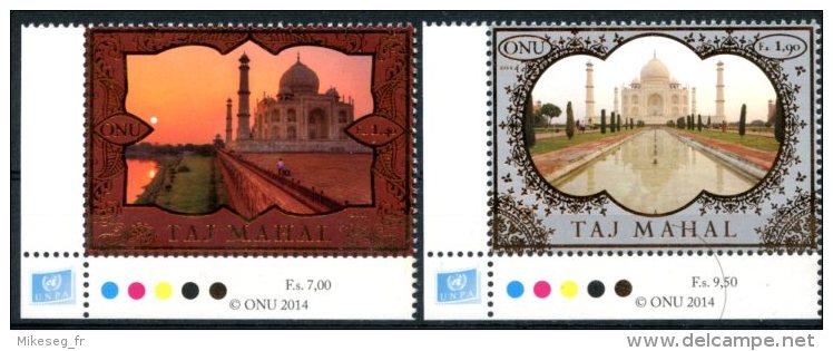 ONU Genève 2014 - Patrimoine Mondial Inde Taj Mahal - 2 Timbres Détachés De Feuille ** MNH PF - Neufs