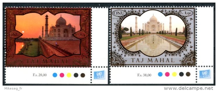 ONU Genève 2014 - Patrimoine Mondial Inde Taj Mahal - 2 Timbres Détachés De Feuille ** MNH PF - Neufs