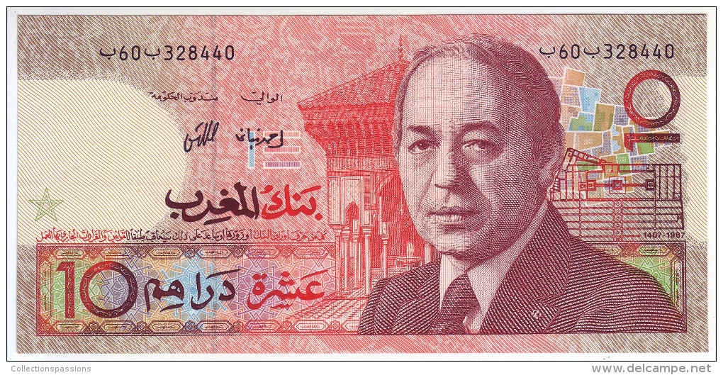 BILLET DU MAROC - 10 Dirhams 1987 - - Maroc