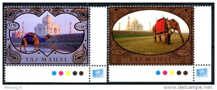 ONU Vienne 2014 - Patrimoine Mondial Inde Taj Mahal - 2 Timbres Détachés De Feuille ** MNH PF - Ongebruikt