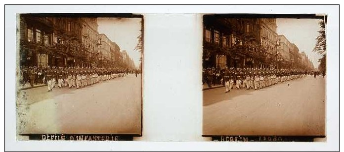 Photo Plaque De Verre / Vue Stéréo / WW1 Guerre 14/18 / Berlin (Allemagne) Défilé D'infanterie (17080) - Diapositiva Su Vetro