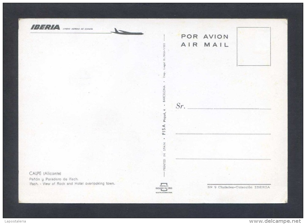 España. IBERIA. *Calpe. Alicante. Peñón Y Paradero De Ifach*  Nueva. - Sonstige & Ohne Zuordnung