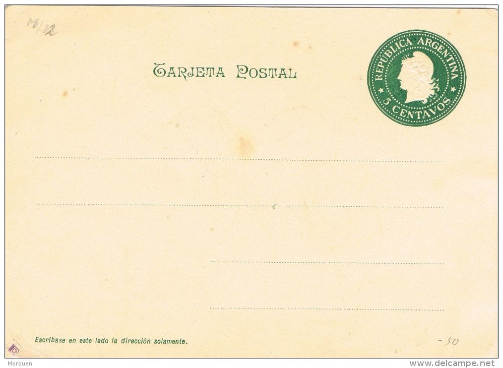 9839. Entero Postal ARGENTINA 5 Ctvos, Tarjeta  Pueblo De  Brazil - Postwaardestukken