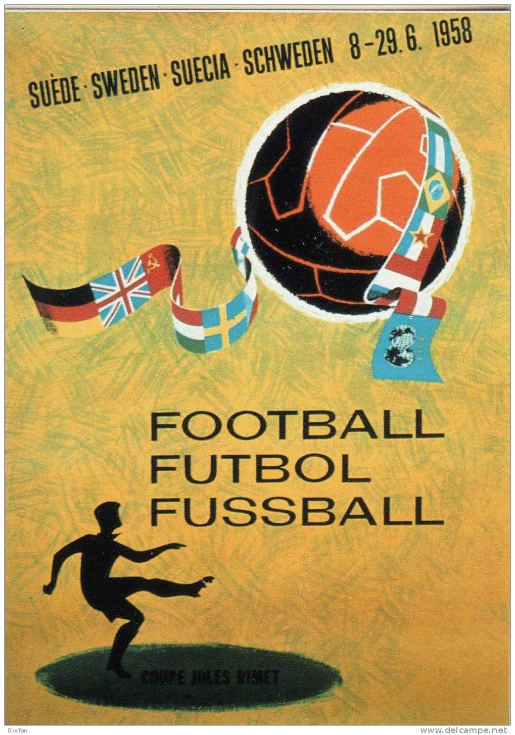 Fussball WM Historie 1958 Schweden Karte ** 8€ Plakat Der FIFA Zum Championat 1958 Card Of Soccer Championat In Sverige - Varietà & Curiosità