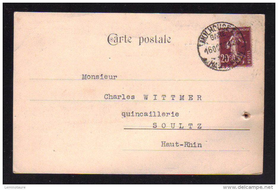 Cachet " MULHOUSE GARE - A "  Carte Commerciale Concordante 16.10.1924 - Manual Postmarks