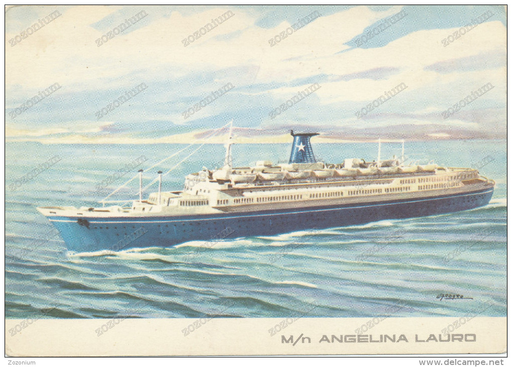 SHIPS: M.n ANGELINA LAURO, Old Postcard - Dampfer