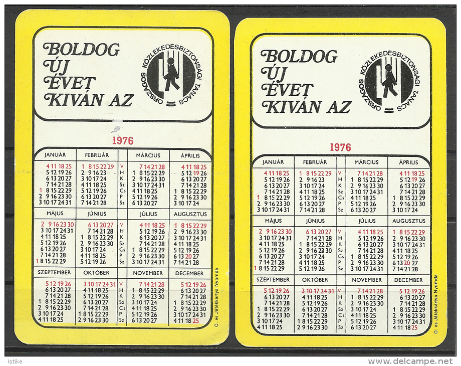 Hungary, Traffic Signs,  Lot Of 2 Calendars, 1976. - Small : 1971-80