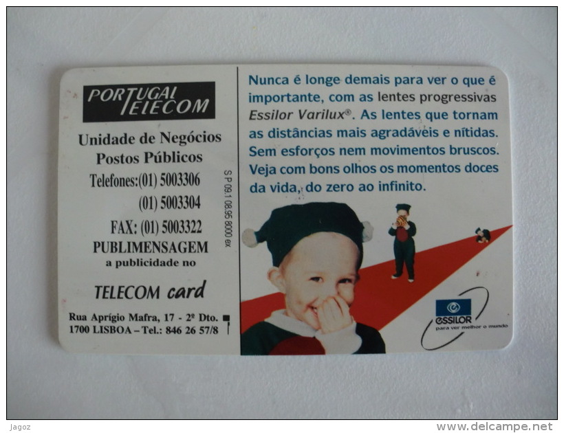 Phonecard/ Telécarte Telecom  Lentes Essilor Varilux - 20 Impulsos Portugal Tirage 8000 Ex. - Portugal