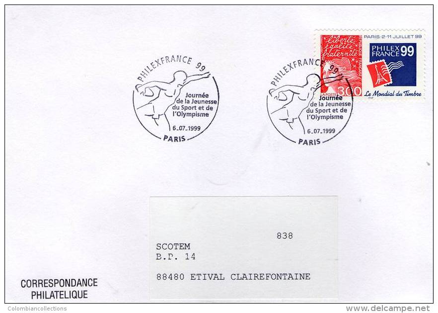 Lote F-Fr100, Francia, 1999, FDC, Sobre, Cover, Philex France, Deporte, Sport, Olympic - 1990-1999