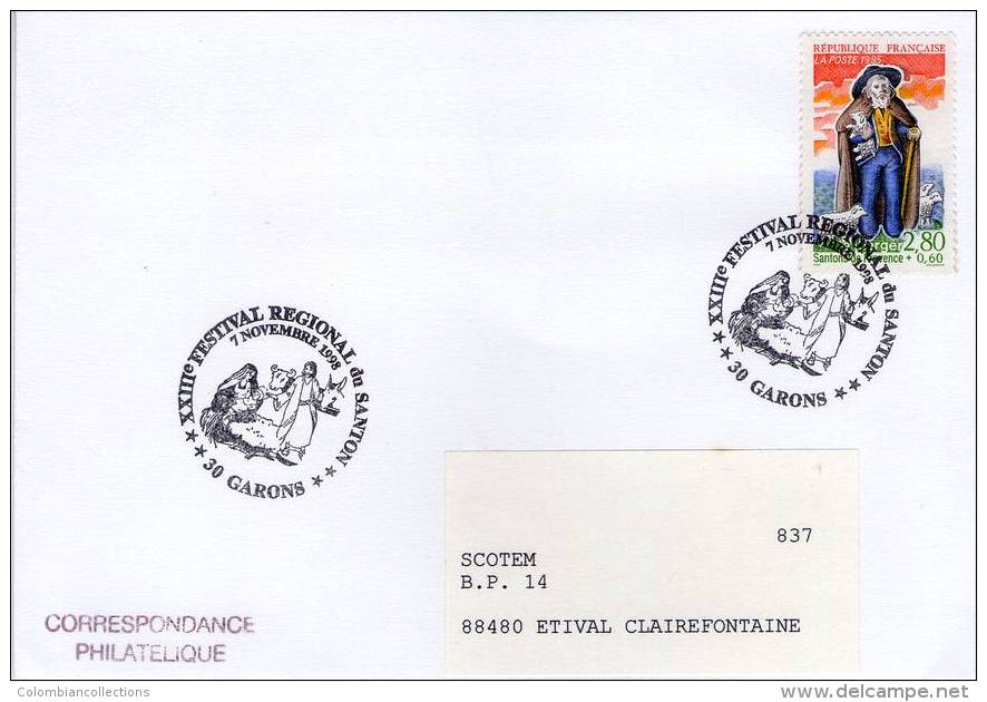 Lote F-Fr101, Francia, 1998, FDC, Sobre, Cover, Santon, Garons, Nativity - 1990-1999