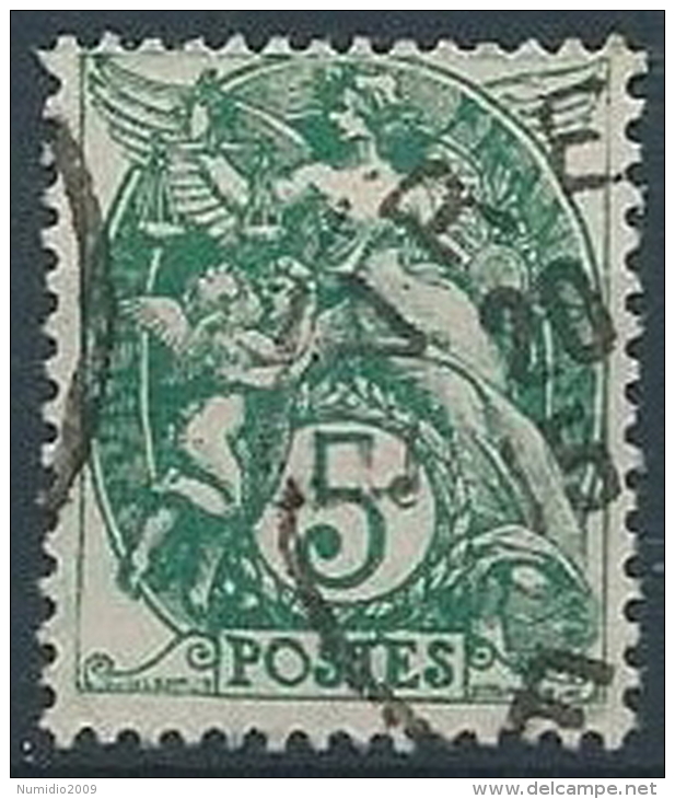 1900 FRANCIA USATO ALLEGORIA BLANC 5 CENT - EDF206 - 1900-29 Blanc