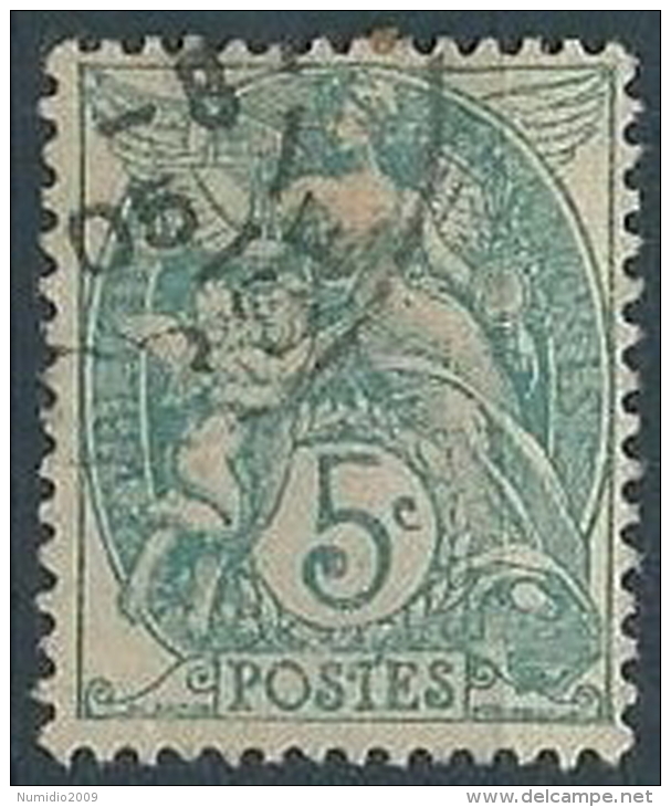 1900 FRANCIA USATO ALLEGORIA BLANC 5 CENT - EDF207-3 - 1900-29 Blanc