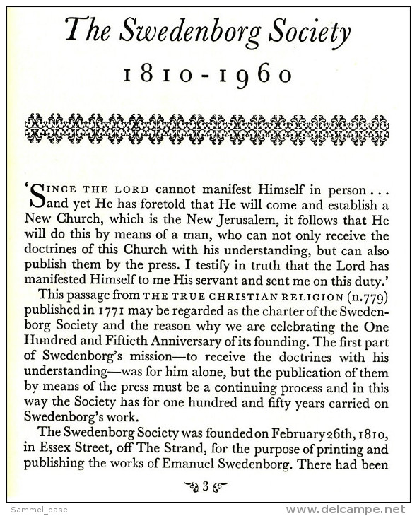 2 Hefte Von "The Swedenborg Society" History 1810 - 1960 Und Catalogue Of Publications - Chroniques & Annuaires