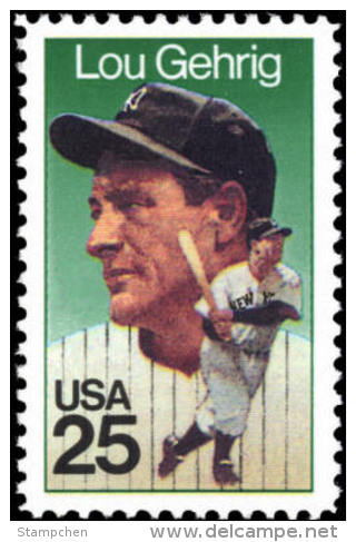 USA 1989 Lou Gehrig Stamp #2417 History Famous Baseball Sport - Baseball