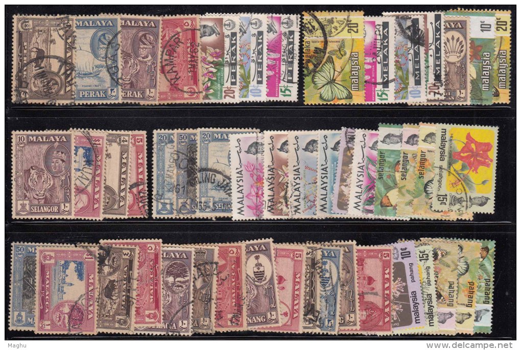 85 Different., Malaya Lot, Malaysia Used, 1957, 1965, Etc., Images 2 Scans - Autres & Non Classés