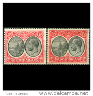 DOMINICA 1923 - Scott# 67-8 Seal 1-1.5p LH Back Toned(XH573) - Dominica (1978-...)