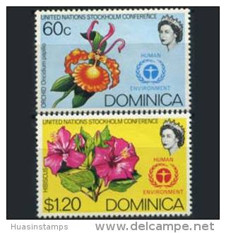 DOMINICA 1972 - Scott# 339-40 Flowers $1.2 LH (XH948) - Dominica (1978-...)