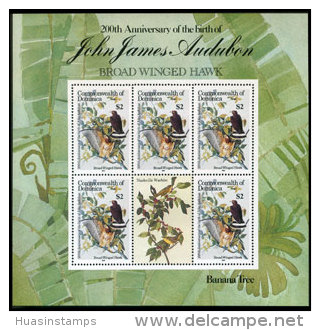 DOMINICA 1985 - Scott# 893A Sheet-Hawk MNH (XR695) - Dominica (1978-...)