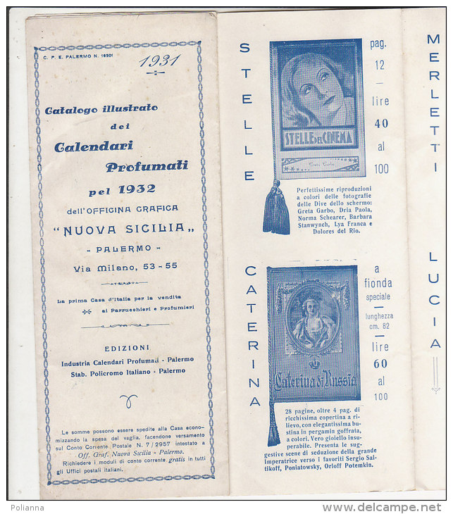 B1203 - CATALOGO ILLUSTRATO CALENDARIETTI PROFUMATI DA BARBIERI 1931 Officina Grafica Nuova Sicilia - Palermo - Petit Format : 1921-40