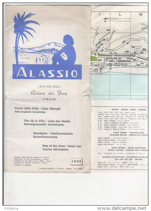 B1277 - Brochure SAVONA - ALASSIO - PIANTA CITTA' - ALBERGHI - INFO TURISMO  Ed.f.lli Stalla 1969 - Europa
